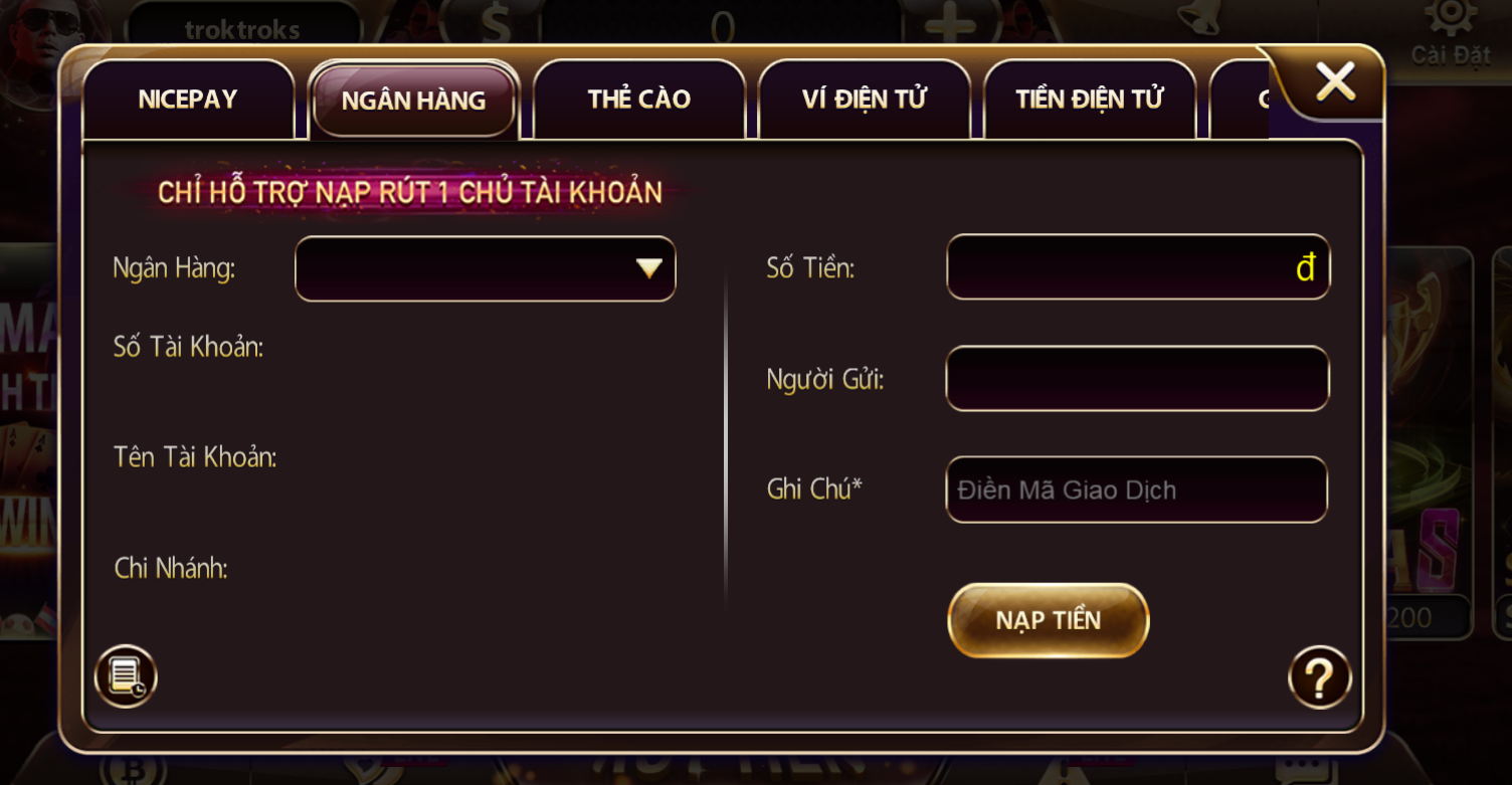 Nạp tiền qua ngân hàng được lựa ưu tiên lựa chọn tại cổng game Sunwin